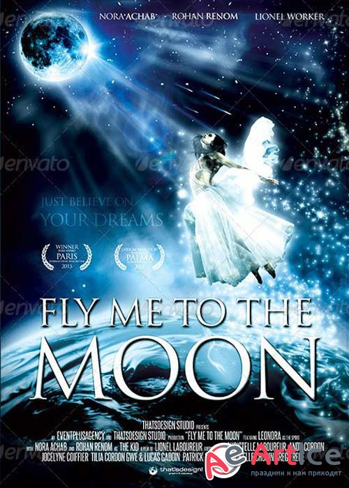 Fly me to the moon V1 Movie Poster Template