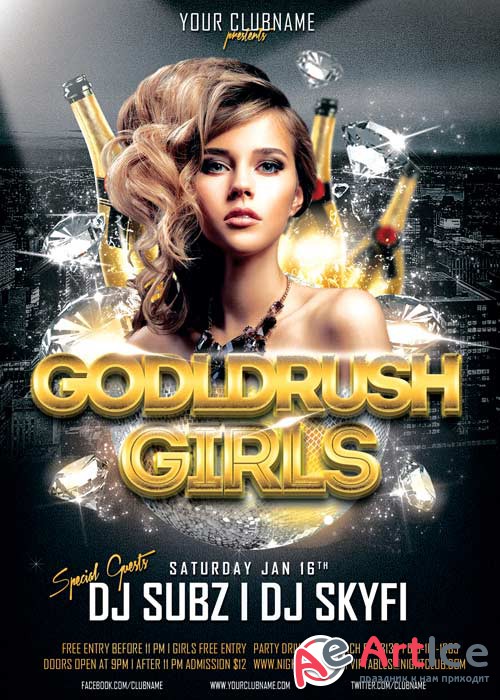 Goldrush Girls Club V10 Flyer Template