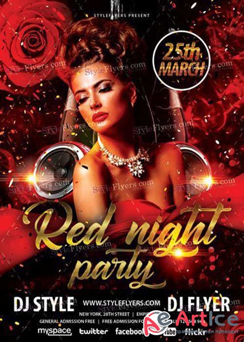 Red Night Party V15 PSD Flyer Template