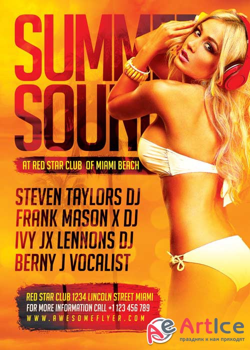 Hot Summer DJ V20 Flyer Template