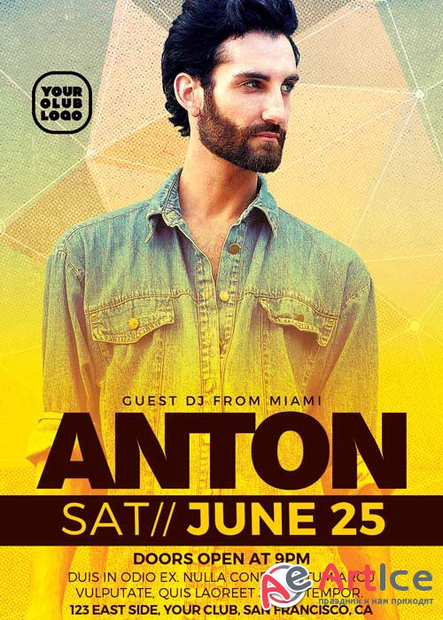 DJ Anton Club Party V3 Flyer Template