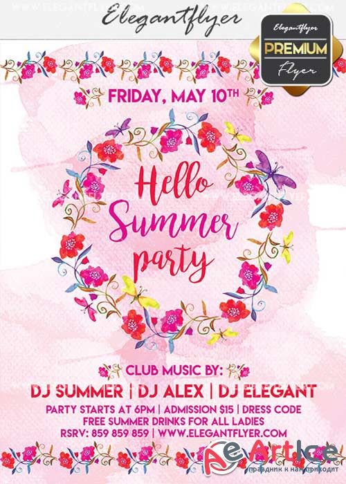 Hello Summer V32 Flyer PSD Template + Facebook Cover