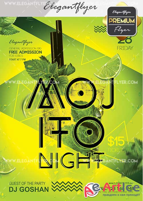 Mojito Night V16 Flyer PSD Template + Facebook Cover