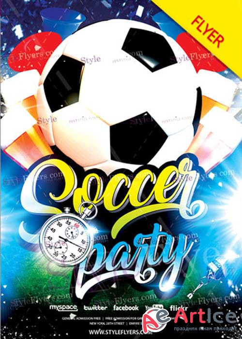 Soccer Party Flyer V22 Psd Template