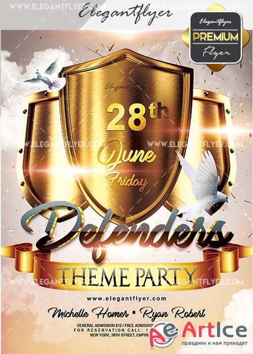 Defenders V7 Flyer PSD Template + Facebook Cover