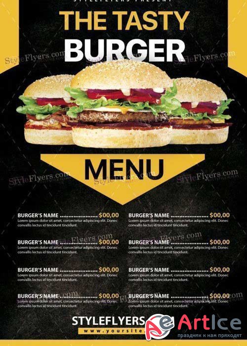 Burger Menu V25 PSD Flyer Template