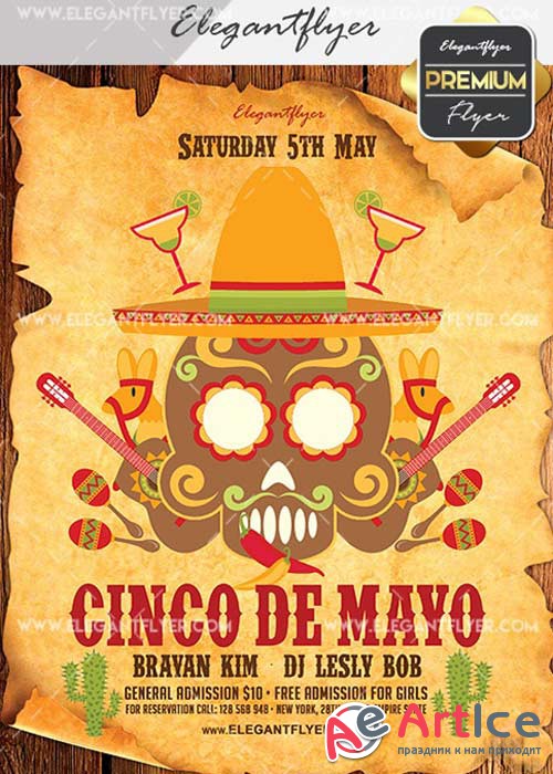 Cinco De Mayo Party V24 Flyer PSD Template + Facebook Cover