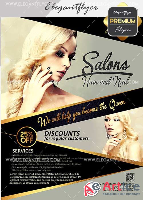 Hair and Nail Salons V12 Flyer PSD Template + Facebook Cover