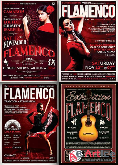 Flamenco Party 4in1 V1 Flyer Template