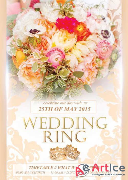 Wedding Ring V11 PSD Flyer Template with Facebook Cover