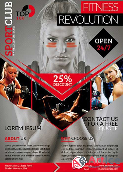 Fitness Revolution V16 Premium Flyer Template + Facebook Cover