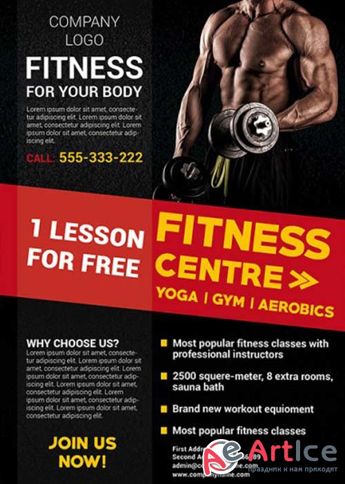 Fitness Gym V19 Business Flyer Template + Facebook cover