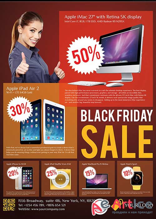 Black Friday Sale V38 Flyer PSD Template + Facebook Cover