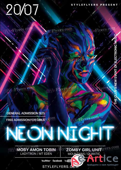 Neon Night V21 PSD Flyer Template