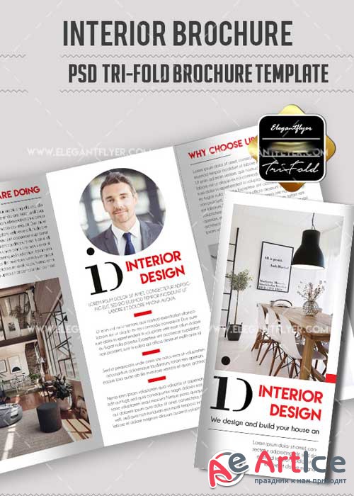 Interior Design V14 PSD Tri-Fold PSD Brochure Template