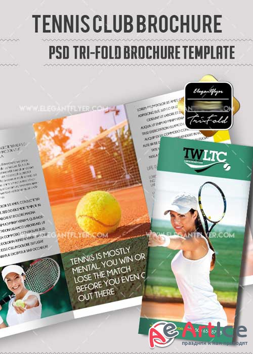 Tennis Club V5 PSD Tri-Fold PSD Brochure Template