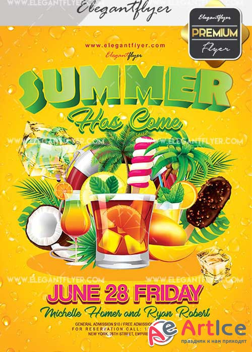 Summer Has Come V1 Flyer PSD Template + Facebook Cover