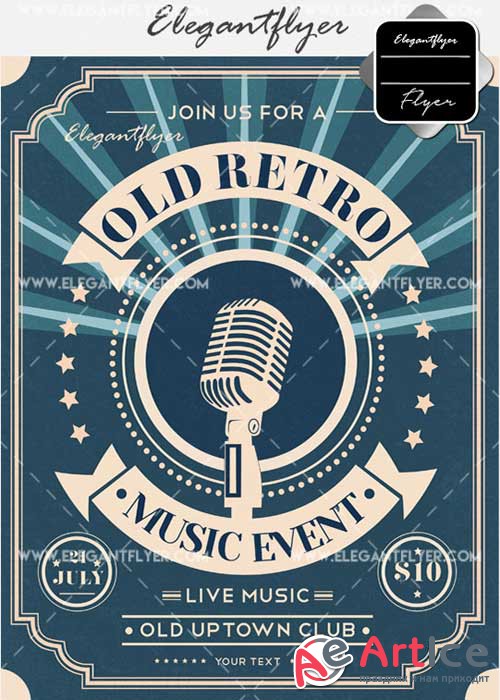 Old Retro Music Event V11 Flyer PSD Template + Facebook Cover