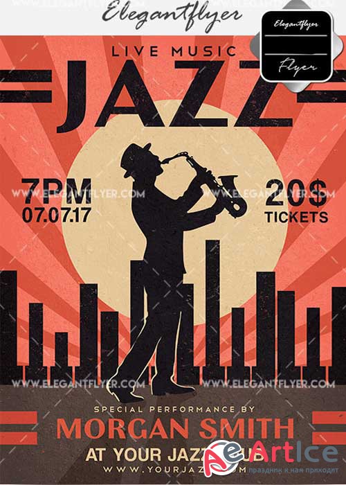 Jazz V18 Flyer PSD Template + Facebook Cover