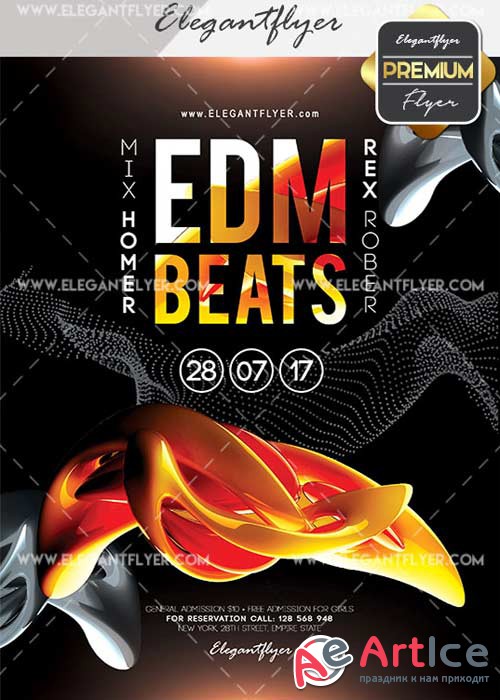 Edm Beats V2 Flyer PSD Template + Facebook Cover