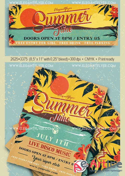 Summer Time V25 Flyer PSD Template + Facebook Cover