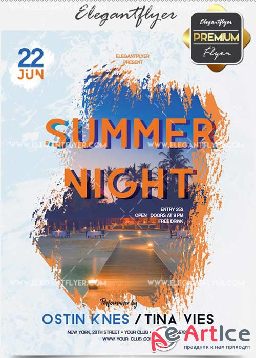 Summer Night V17 Flyer PSD Template + Facebook Cover