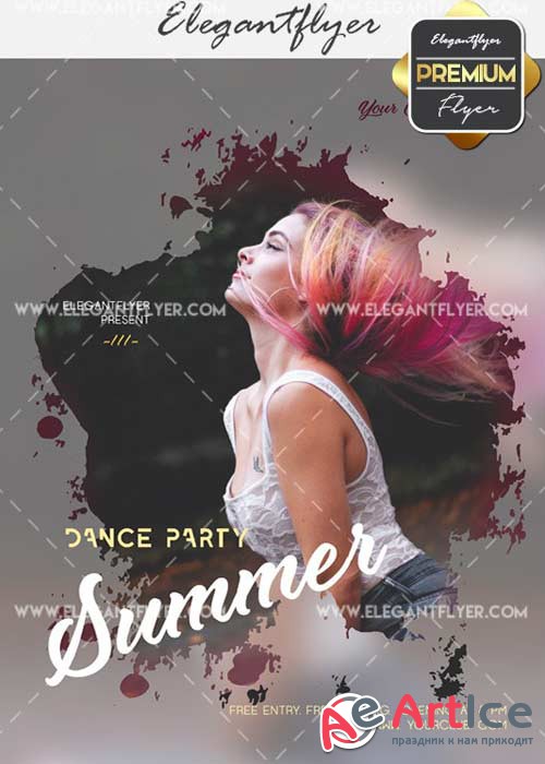 Dance Party Summer V33 Flyer PSD Template + Facebook Cover