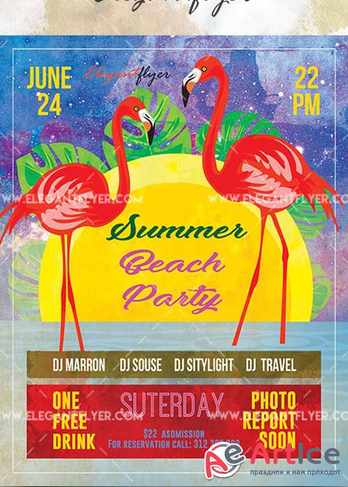 Summer Beach Party V31 Flyer PSD Template + Facebook Cover