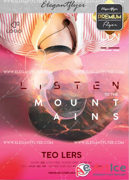 Listen to the Mountains V10 Flyer PSD Template + Facebook Cover