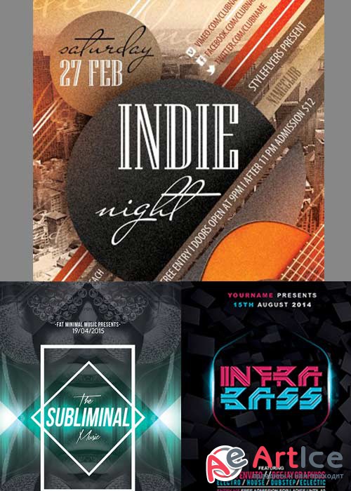 Minimal Party 3in1 V11 Flyer Template