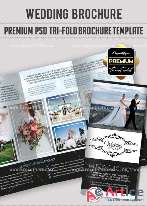 Wedding V36 Premium Tri-Fold PSD Brochure Template