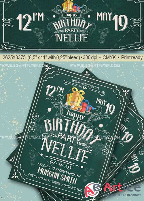 Birthday Party V6 Flyer PSD Template + Facebook Cover