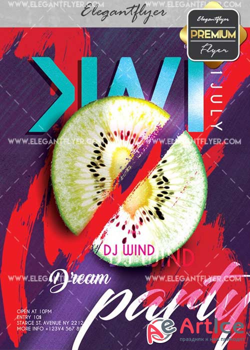 Kiwi Dream Party V1 Flyer PSD Template + Facebook Cover