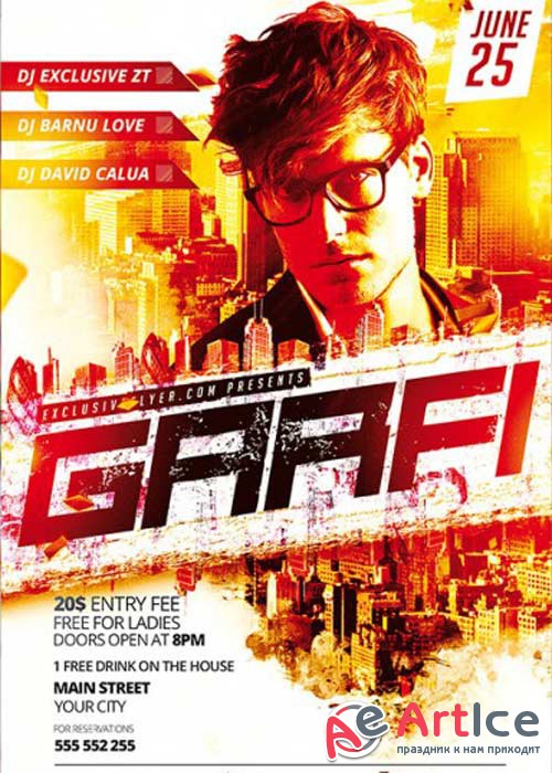 Special Guest Dj Garfi V15 Premium Flyer Template