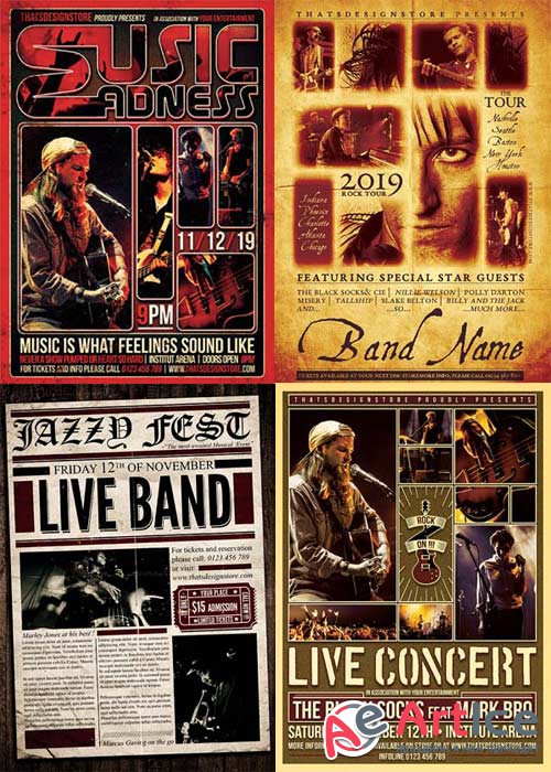 Live Concert Flyer Party 4in1 V3 Flyer Template