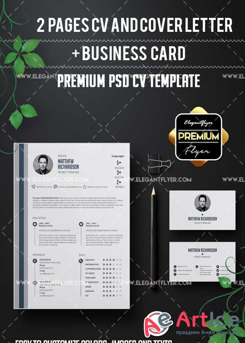 CV V47 Premium CV and Cover Letter PSD Template