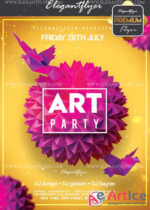 Art Party V10 Flyer PSD Template + Facebook Cover