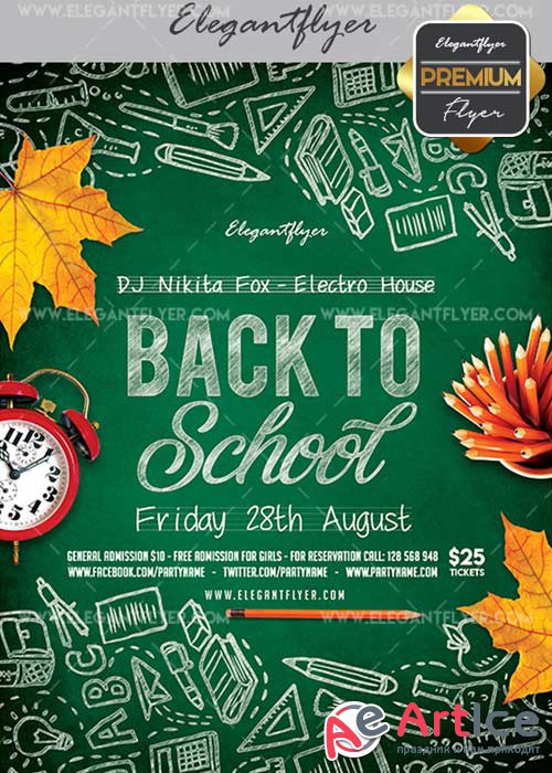 Back To School V23 Flyer PSD Template + Facebook Cover