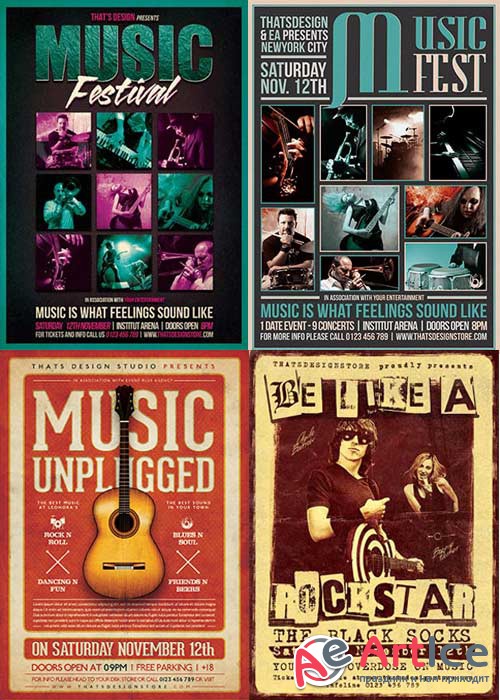 Live Concert Flyer Party 4in1 V4 Flyer Template