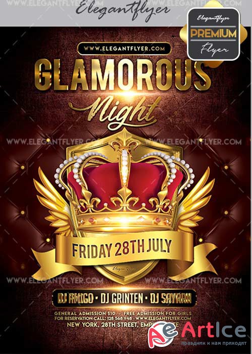 Glamorous Night V42 Flyer PSD Template + Facebook Cover