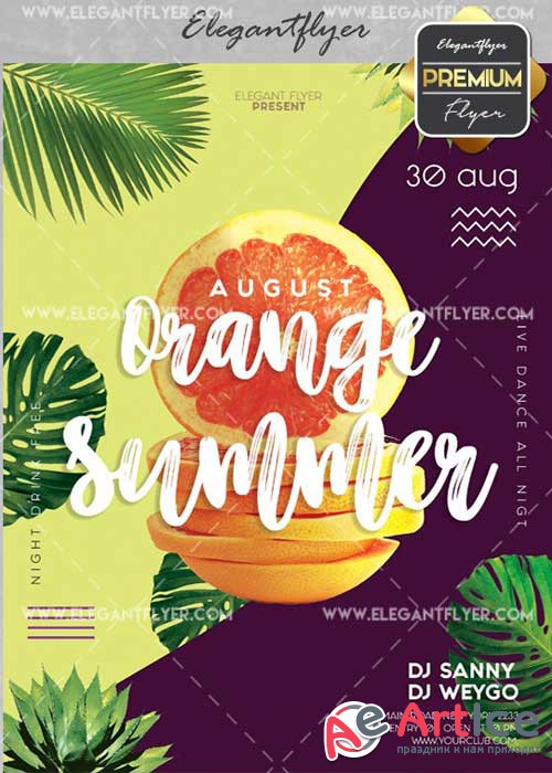 Orange Summer V2 Flyer PSD Template + Facebook Cover