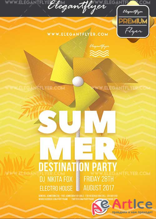 Summer Destination Party V1 Flyer PSD Template + Facebook Cover