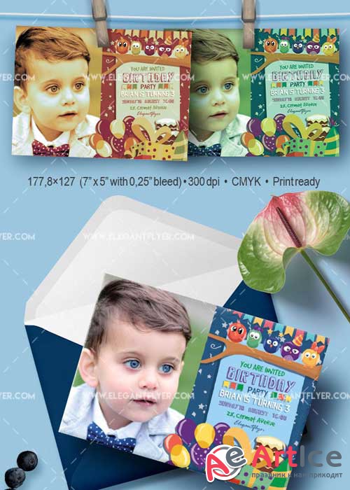 Birthday Party V07 Invitation PSD Template