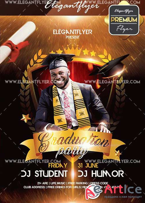 Graduation Party Flyer PSD V3 Template + Facebook Cover