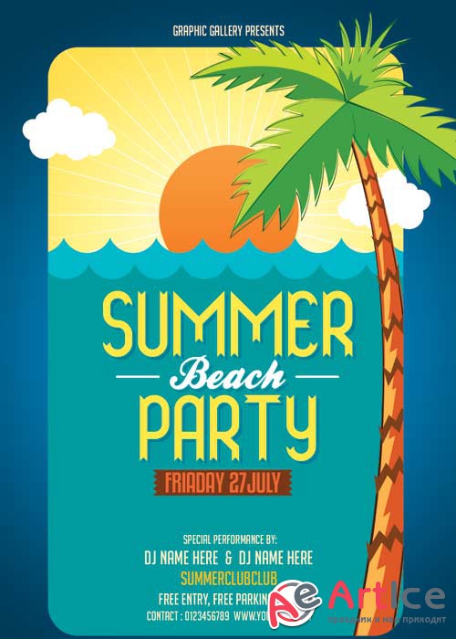 Summer Beach Party V28 Flyer PSD Template