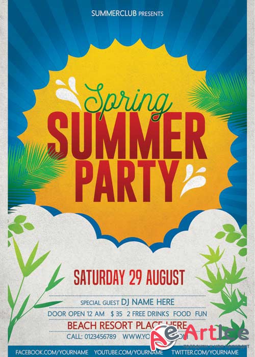 Spring Summer Party V11 Flyer PSD Template