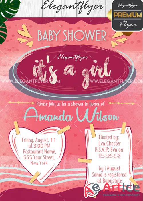 Baby Shower V6 Flyer PSD Template + Facebook Cover