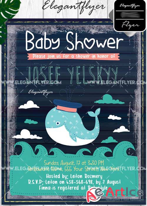 Baby Shower Flyer PSD V7 Template + Facebook Cover