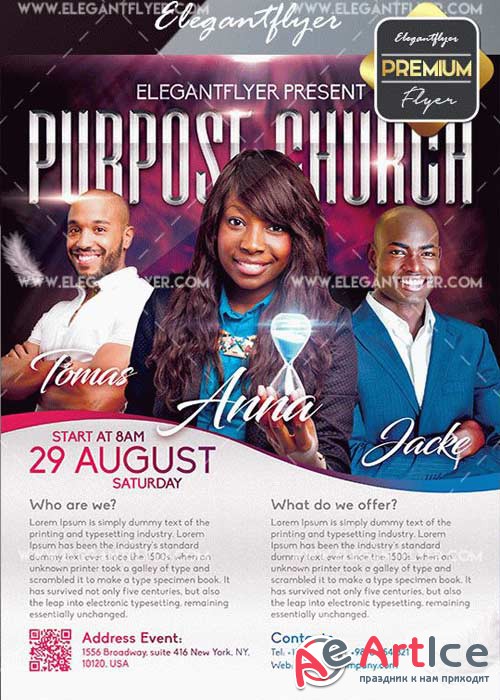 Purpose Church V25 Flyer PSD Template + Facebook Cover