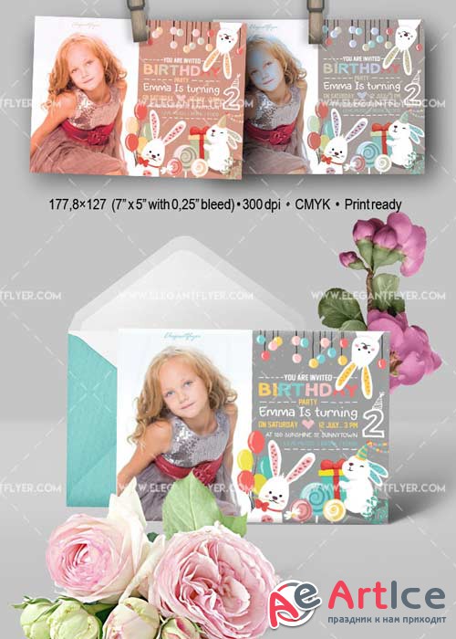 Birthday Party V11 Invitation PSD Template